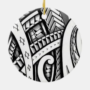 Ornement Rond En Céramique Conception tribale maorie originale de tatouage