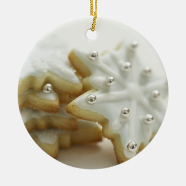 Ornement Rond En Céramique Cookies de flocon de neige (Devant)