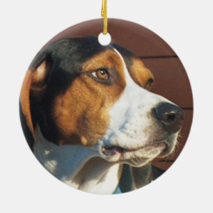Ornement Rond En Céramique Coonhound de marcheur de Treeing