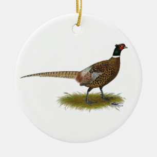 Ornement Rond En Céramique Coq de faisan