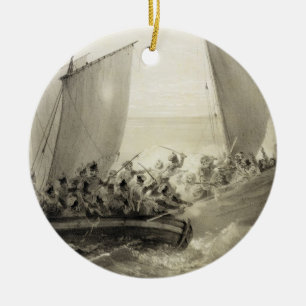 Ornement Rond En Céramique Cosaques d'Azov embarquant un corsaire turc