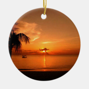 Ornement Rond En Céramique Coucher de soleil d'été