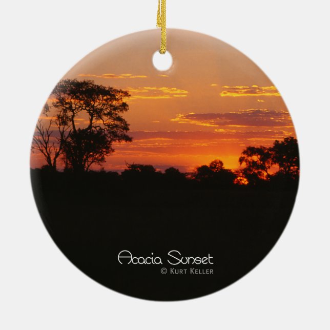 Ornement Rond En Céramique Coucher du soleil d'acacia (Dos)
