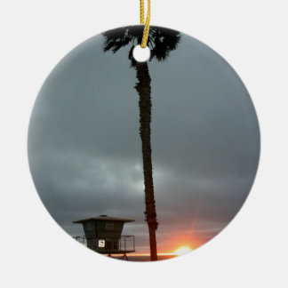Ornement Rond En Céramique Coucher du soleil d'Oceanside