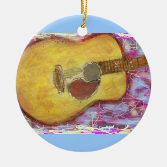 Ornement Rond En Céramique Couleurs de guitare acoustique (Devant)