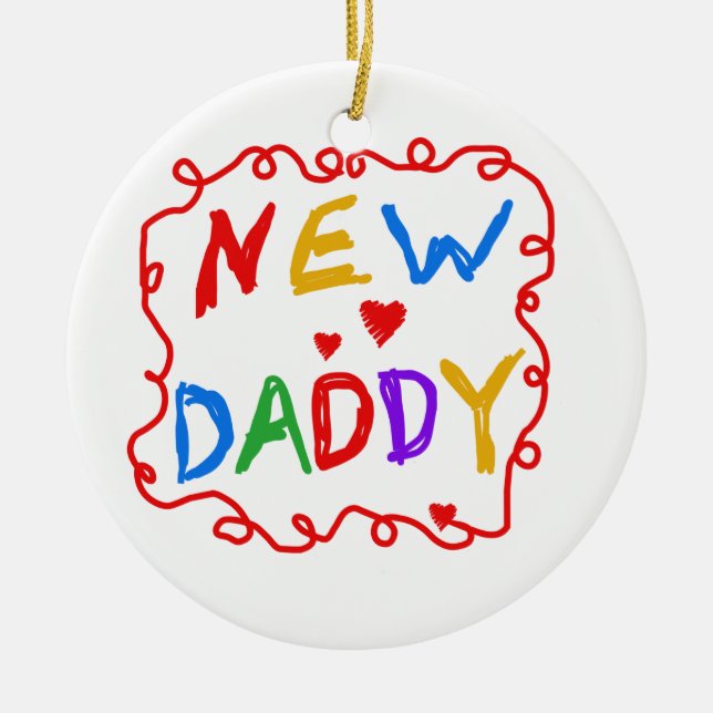 Ornement Rond En Céramique Couleurs primaires Nouveaux cadeaux papa (Devant)