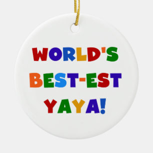 Ornement Rond En Céramique Couleurs vives les meilleurs cadeaux de Yaya au mo