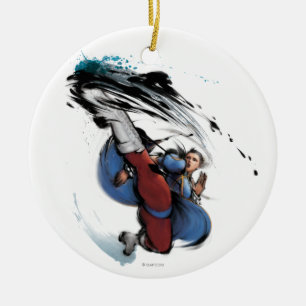 Ornement Rond En Céramique Coup-de-pied de Chun-Li
