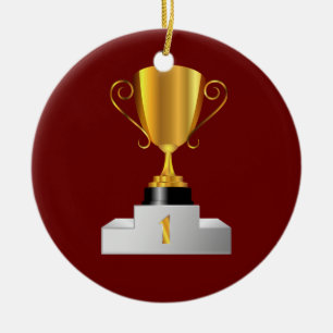 Ornement Rond En Céramique Coupe trophée d'or