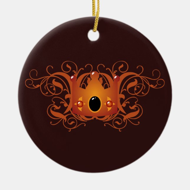 Ornement Rond En Céramique Couronne ornée (Devant)