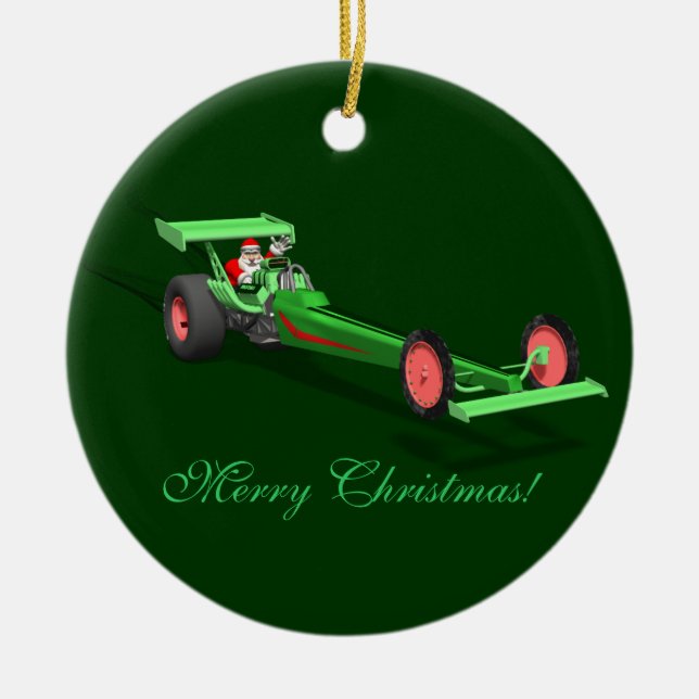 Ornement Rond En Céramique Course du Père Noël Drag (Devant)