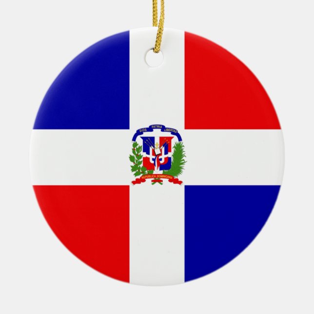 Ornement Rond En Céramique Coût bas ! La République Dominicaine (Devant)