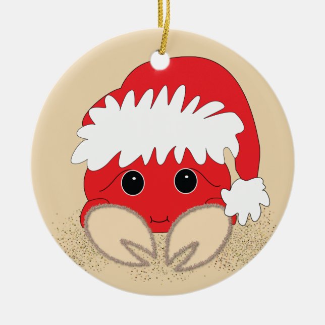 Ornement Rond En Céramique Crabe de Noël (Devant)