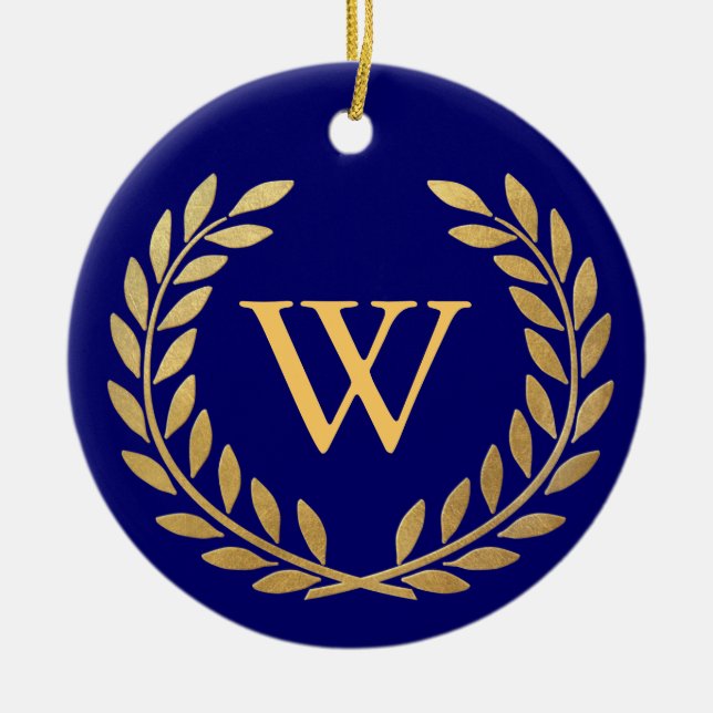 Ornement Rond En Céramique Créez votre monogramme décoratif (Devant)