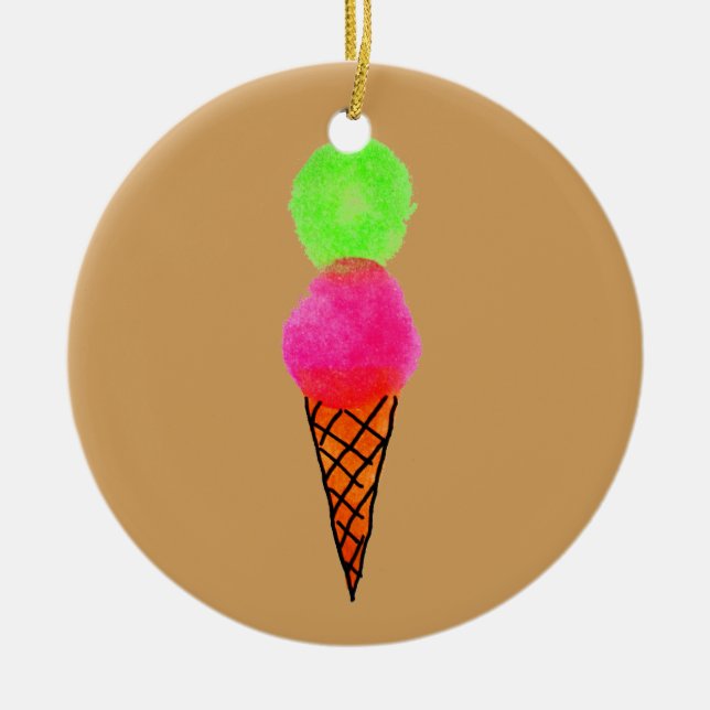 Ornement Rond En Céramique Crème glacée pop art (Devant)
