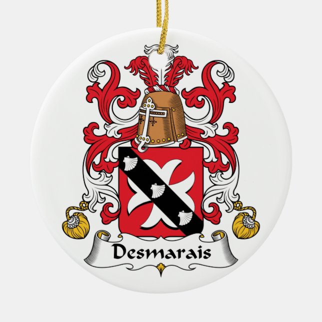 Ornement Rond En Céramique Crête de famille de Desmarais (Devant)