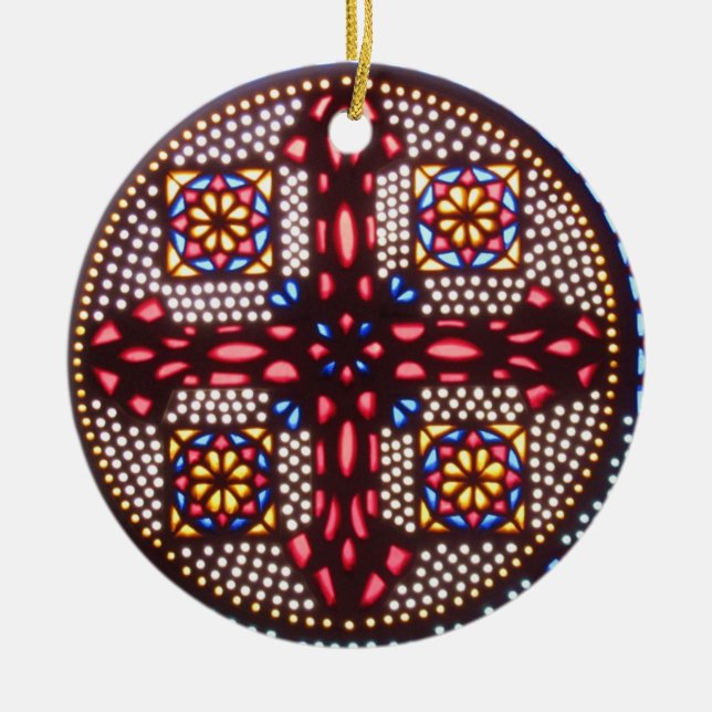 ORNEMENT ROND EN CÉRAMIQUE CROIX COPTE (Devant)