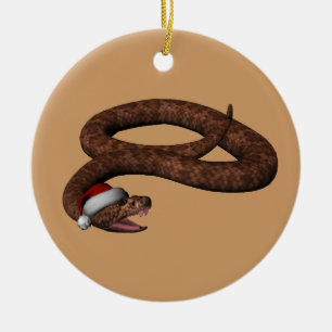 Ornement Rond En Céramique Crotale Avec Le Chapeau Du Père Noël