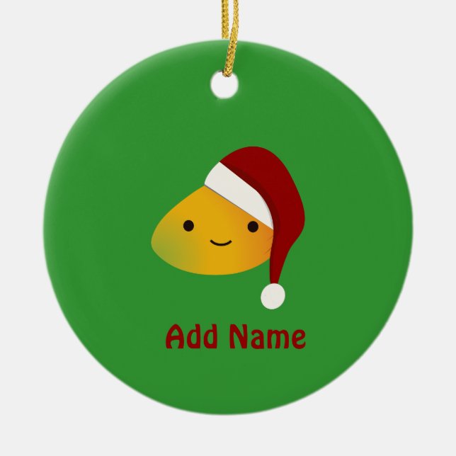 Ornement Rond En Céramique Cute Kawai Christmasi Mango (Devant)