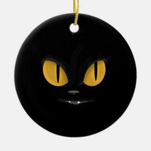 Ornement Rond En Céramique Cute Mischievous Chat Noir avec les doigts