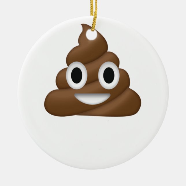 Ornement Rond En Céramique Cute Poop Emoji (Devant)