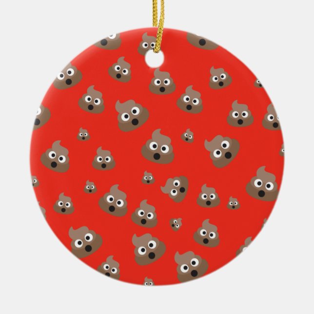 Ornement Rond En Céramique Cute Poop Emoji Motif (Devant)