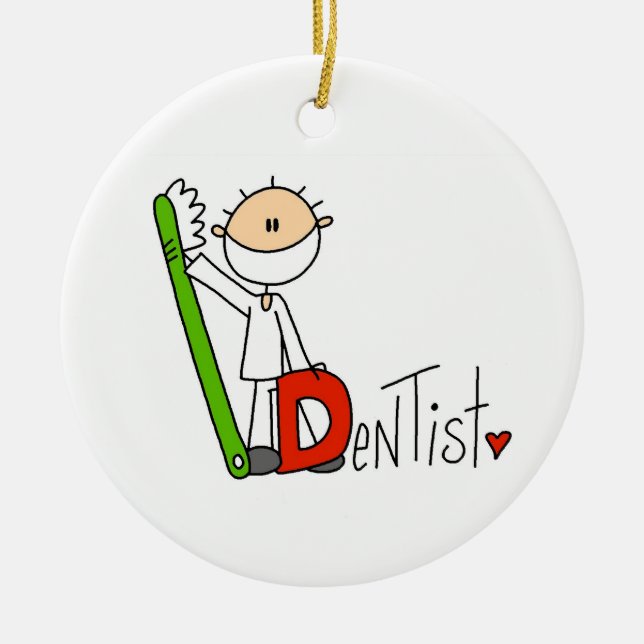 Ornement Rond En Céramique D est pour Dentiste (Devant)