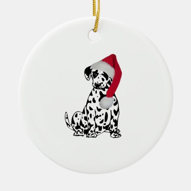 Ornement Rond En Céramique Dalmatie de Noël (Devant)
