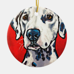 Ornement Rond En Céramique dalmation 02
