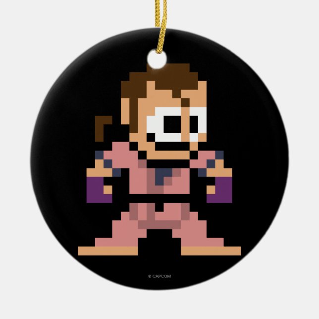 Ornement Rond En Céramique Dan à 8 bits (Devant)