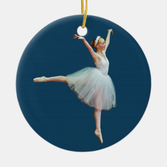Ornement Rond En Céramique Danse de ballerine sur l'ornement bleu (Devant)