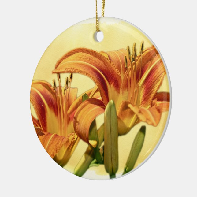 Ornement Rond En Céramique Daylilies - Hemerocallis (Gauche)