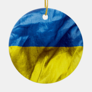 Ornement rond en céramique de Noël de drapeau de