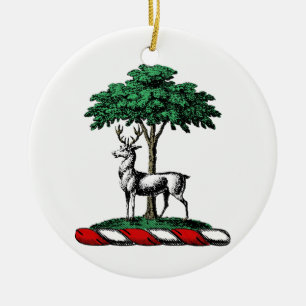 Ornement Rond En Céramique Deer Stag par arbre Heraldic Crest Emblem