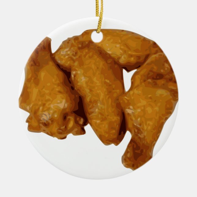 Ornement Rond En Céramique Délicieux croustillant d'ailes de poulet (Devant)