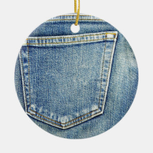 Ornement Rond En Céramique Denim Jeans Pocket Blue Fabric style mode riche