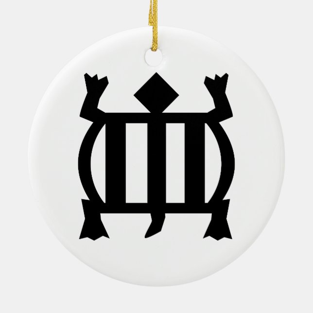 Ornement Rond En Céramique Denkyem | Symbole d'adaptabilité et de propreté (Dos)