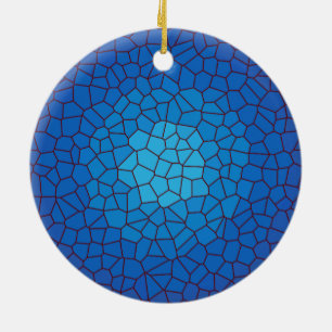 Ornement Rond En Céramique Design en verre teint bleu >Ornement de Noël