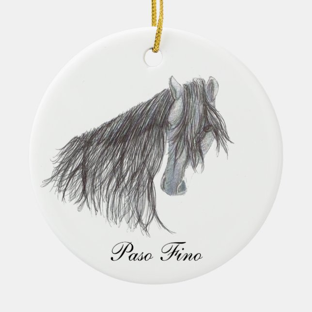 Ornement Rond En Céramique Dessin de cheval de Paso Fino (Devant)