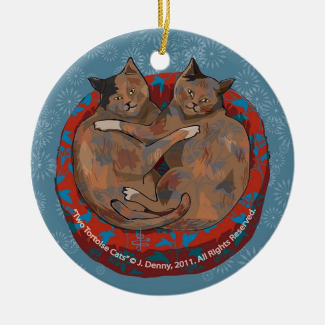 Ornement Rond En Céramique Deux chats d'écaille… (Devant)