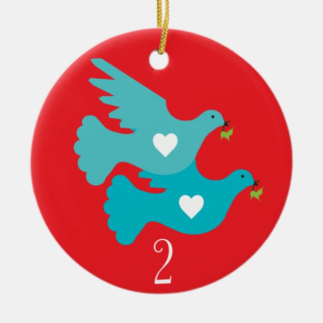 Ornement Rond En Céramique Deuxième jour de l'ornement de Noël (Devant)