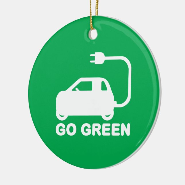 Ornement Rond En Céramique Devenez écolo ~ Conduite de voitures électriques (Gauche)