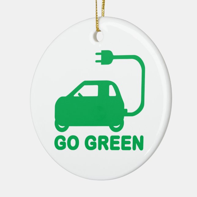 Ornement Rond En Céramique Devenez écolo ~ Conduite de voitures électriques (Gauche)