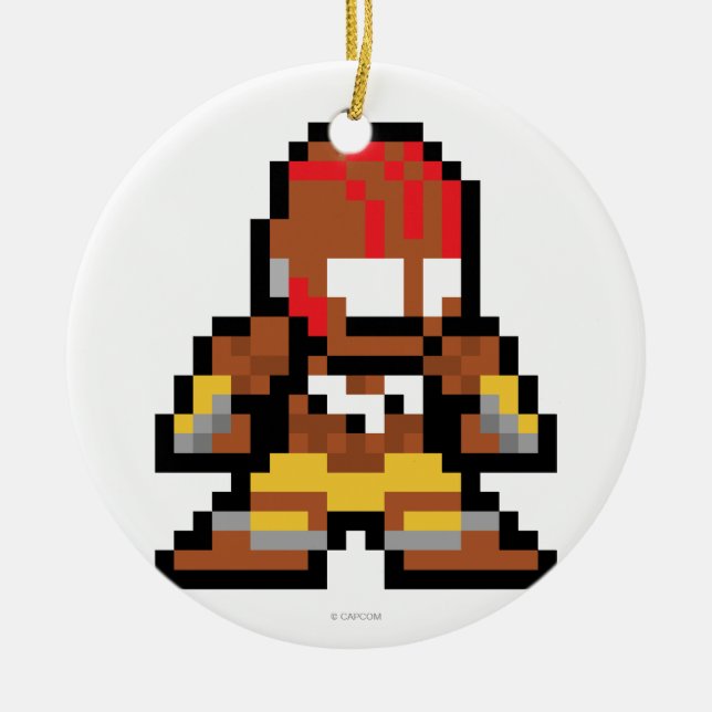 Ornement Rond En Céramique Dhalsim à 8 bits (Devant)
