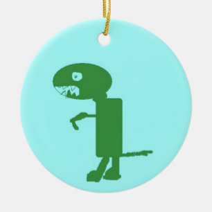 Ornement Rond En Céramique Dinosaur Dino, Vert Bleu Digital Kids Art