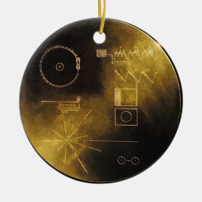 Ornement Rond En Céramique Disque d'or de Voyager (Devant)