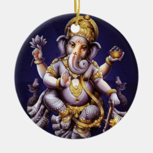 Ornement Rond En Céramique Divinité indoue d'éléphant asiatique de Ganesh