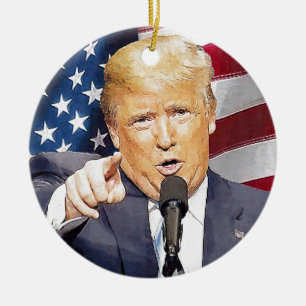 Ornement Rond En Céramique Donald Trump