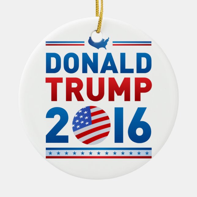 Ornement Rond En Céramique DONALD TRUMP Élection présidentielle 2016 (Devant)