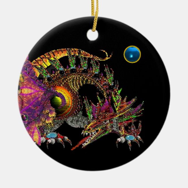 Ornement Rond En Céramique DRAGO Blue Sapphire Monogramme (Devant)